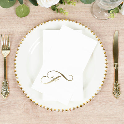 Gold Foil Monogram "F" Paper Dinner Napkins