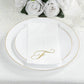 100 Paper Dinner Napkins White with Gold Foil Monogram "F" – 8"x4" Folded, Disposable Party Napkins