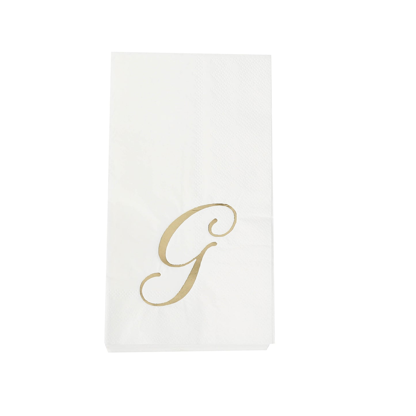 100 Paper Dinner Napkins White with Gold Foil Monogram "G" – 8"x4" Folded, Disposable Party Napkins