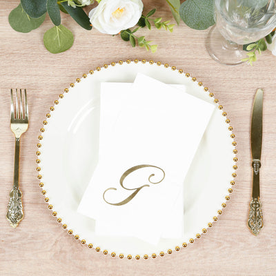Gold Foil Monogram "G" Paper Dinner Napkins