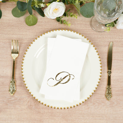 Gold Foil Monogram "P" Paper Dinner Napkins