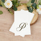 100 Paper Dinner Napkins White with Gold Foil Monogram "P" – 8"x4" Folded, Disposable Party Napkins