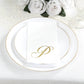 100 Paper Dinner Napkins White with Gold Foil Monogram "P" – 8"x4" Folded, Disposable Party Napkins