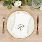 100 Paper Dinner Napkins White with Gold Foil Monogram "R" – 8"x4" Folded, Disposable Party Napkins