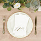 100 Paper Dinner Napkins White with Gold Foil Monogram "T" – 8"x4" Folded, Disposable Party Napkins