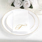 100 Paper Dinner Napkins White with Gold Foil Monogram "T" – 8"x4" Folded, Disposable Party Napkins