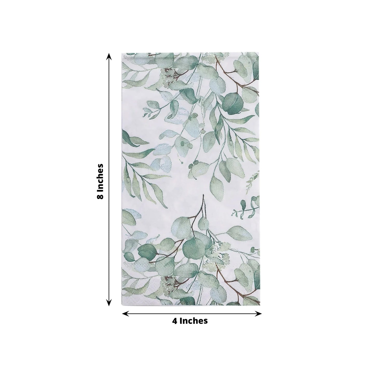 20 Pack Green Eucalyptus Leaf Print Disposable Napkins, Soft 2-Ply Boho Style Paper Dinner Napkins