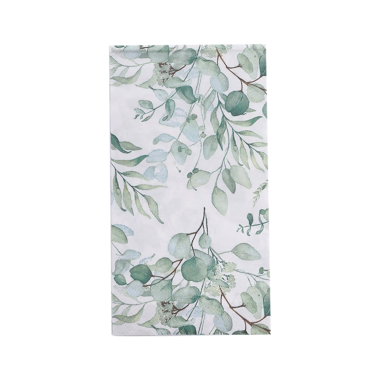 20 Pack Green Eucalyptus Leaf Print Disposable Napkins, Soft 2-Ply Boho Style Paper Dinner Napkins