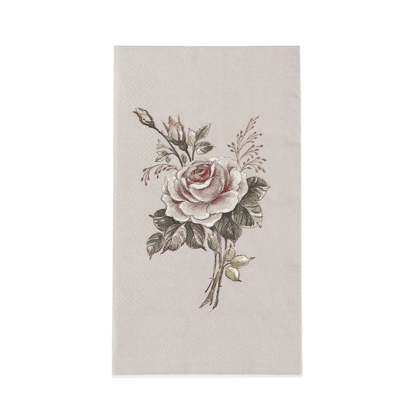 20 Pack Vintage Pink Ivory Rose Print Disposable Napkins, Soft 2-Ply Elegant Garden Party Style Paper Dinner Napkins