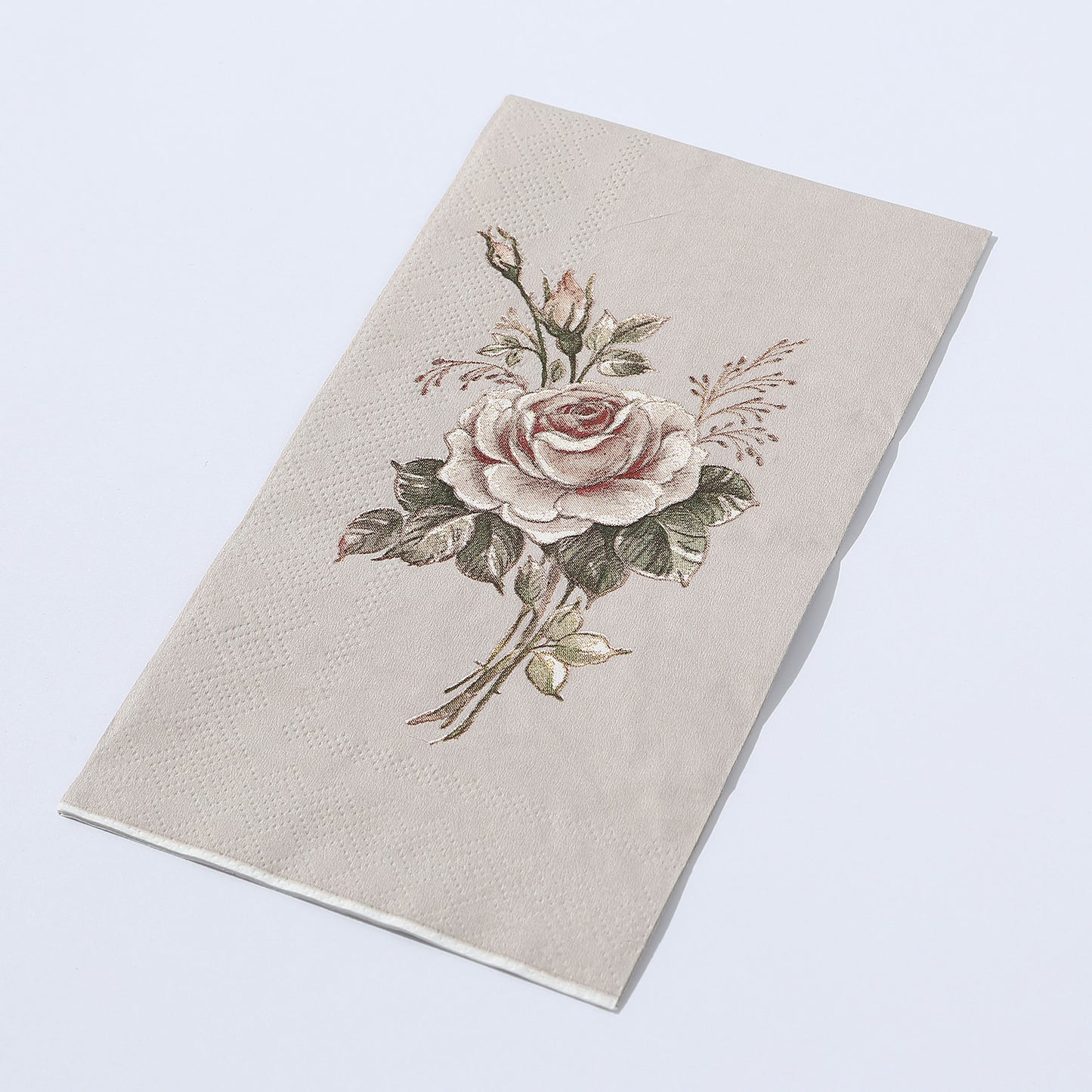 20 Pack Vintage Pink Ivory Rose Print Disposable Napkins, Soft 2-Ply Elegant Garden Party Style Paper Dinner Napkins