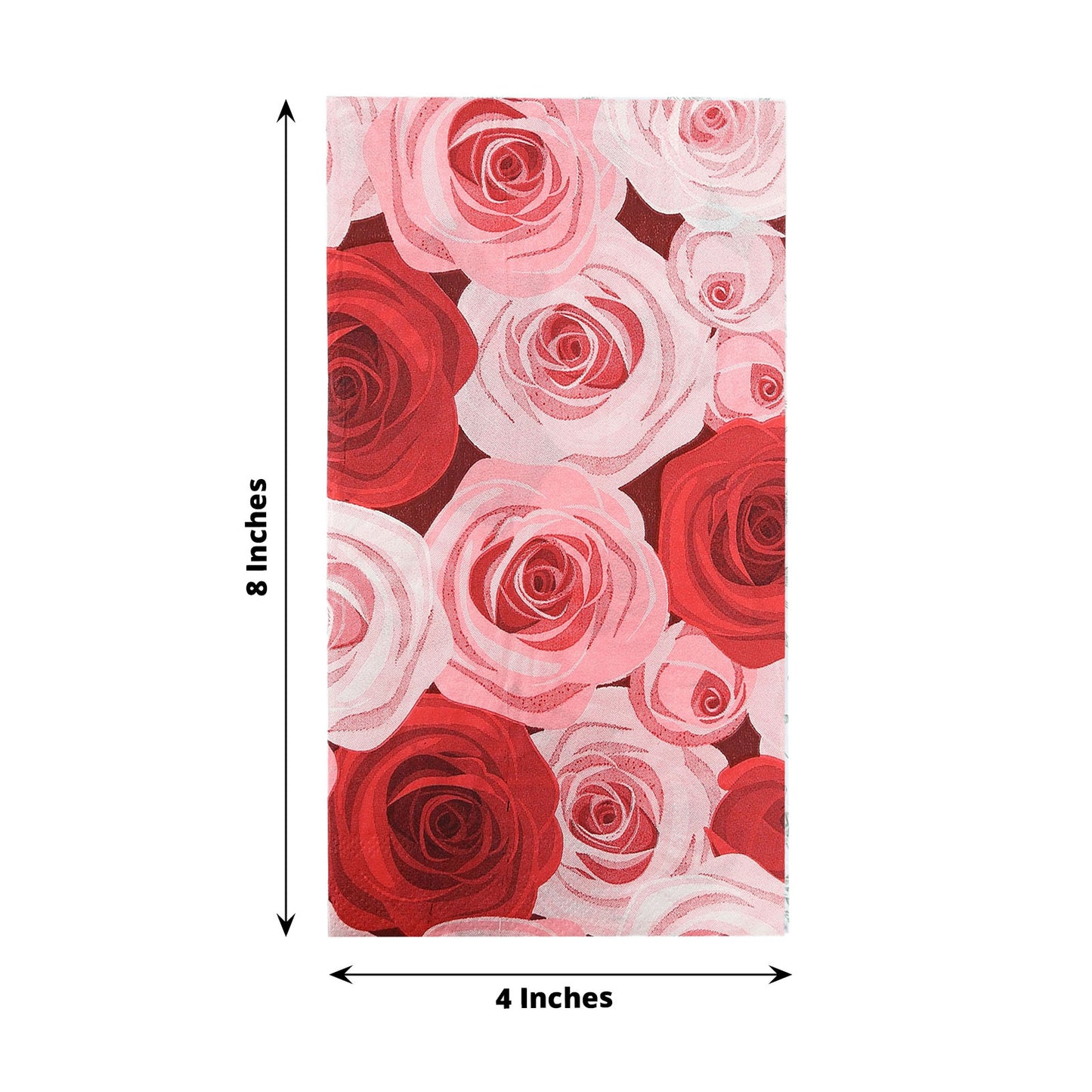 50 Pack Red Pink Rose Floral Design Disposable Paper Napkins, Soft 2-Ply Elegant Floral Garden Dinner Napkins