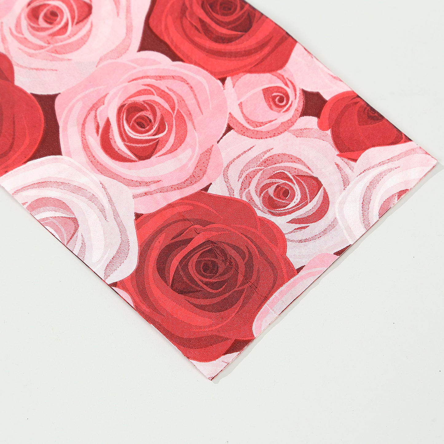 50 Pack Red Pink Rose Floral Design Disposable Paper Napkins, Soft 2-Ply Elegant Floral Garden Dinner Napkins