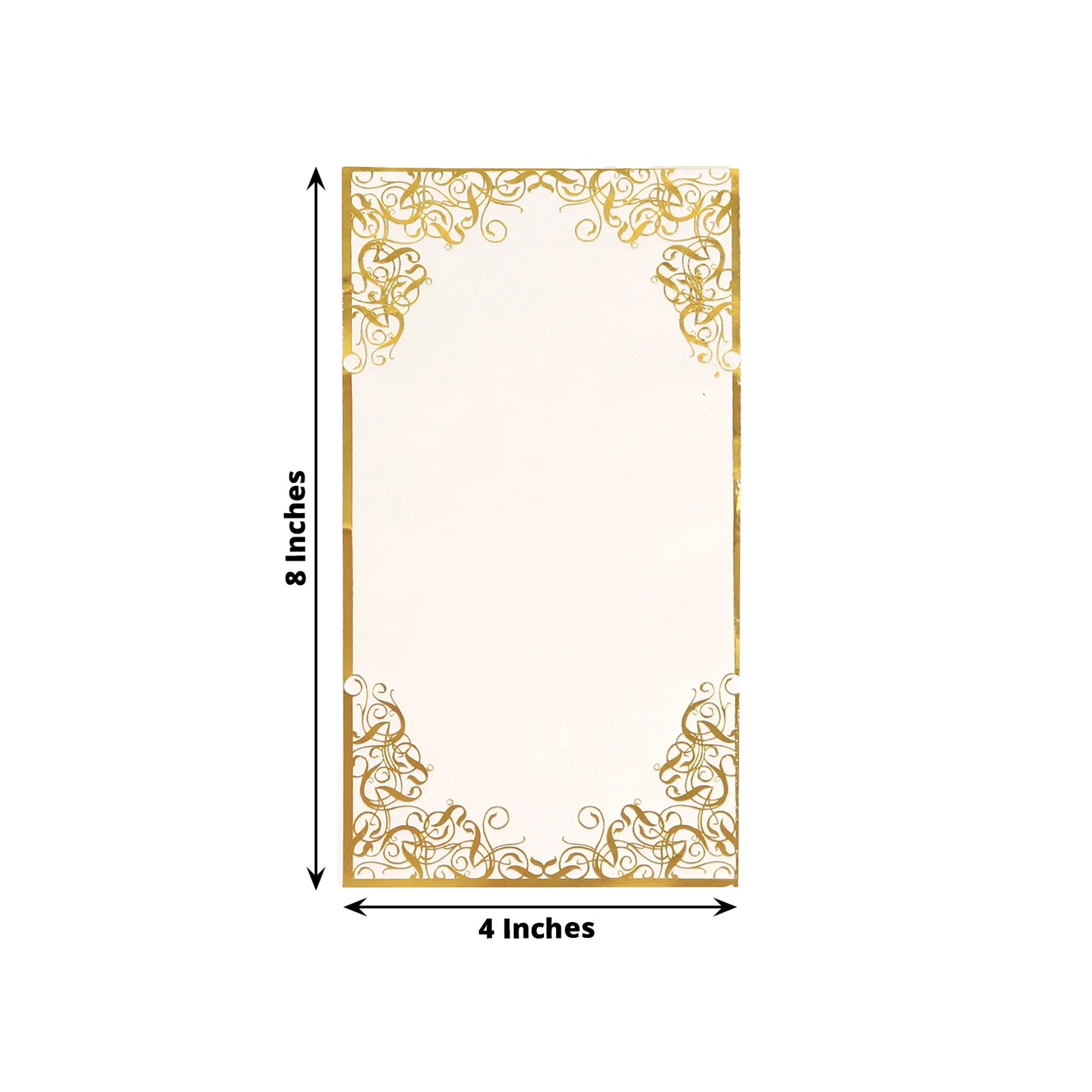 50 Pack White Soft Disposable Party Napkins with Gold Foil Lace Design, 2 Ply European Style Dinner Paper Napkins - 8"x4"