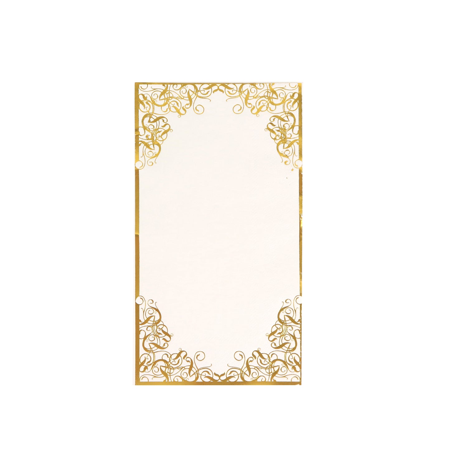 50 Pack White Soft Disposable Party Napkins with Gold Foil Lace Design, 2 Ply European Style Dinner Paper Napkins - 8"x4"