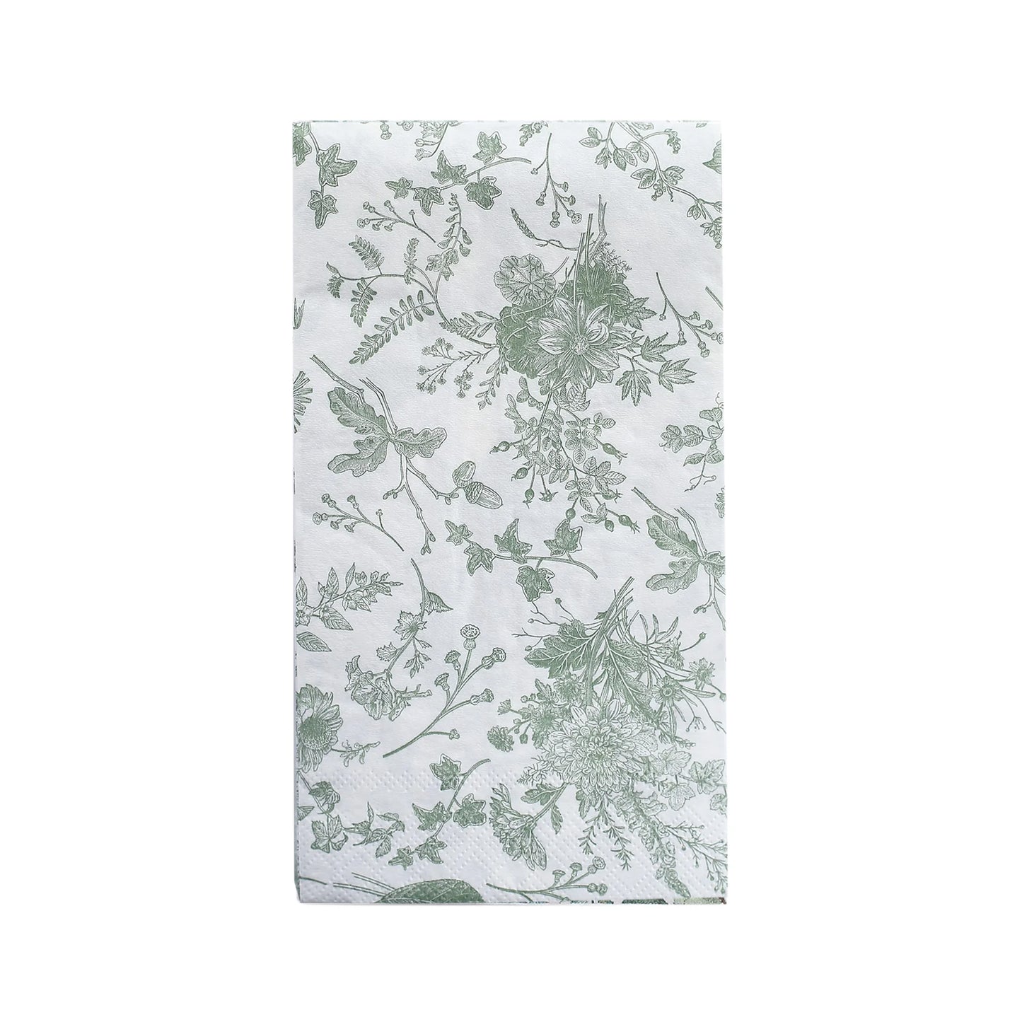 20 Pack Sage Green 2-Ply Disposable Party Napkins in French Toile Pattern, Highly Absorbent Soft Disposable Dinner Napkins