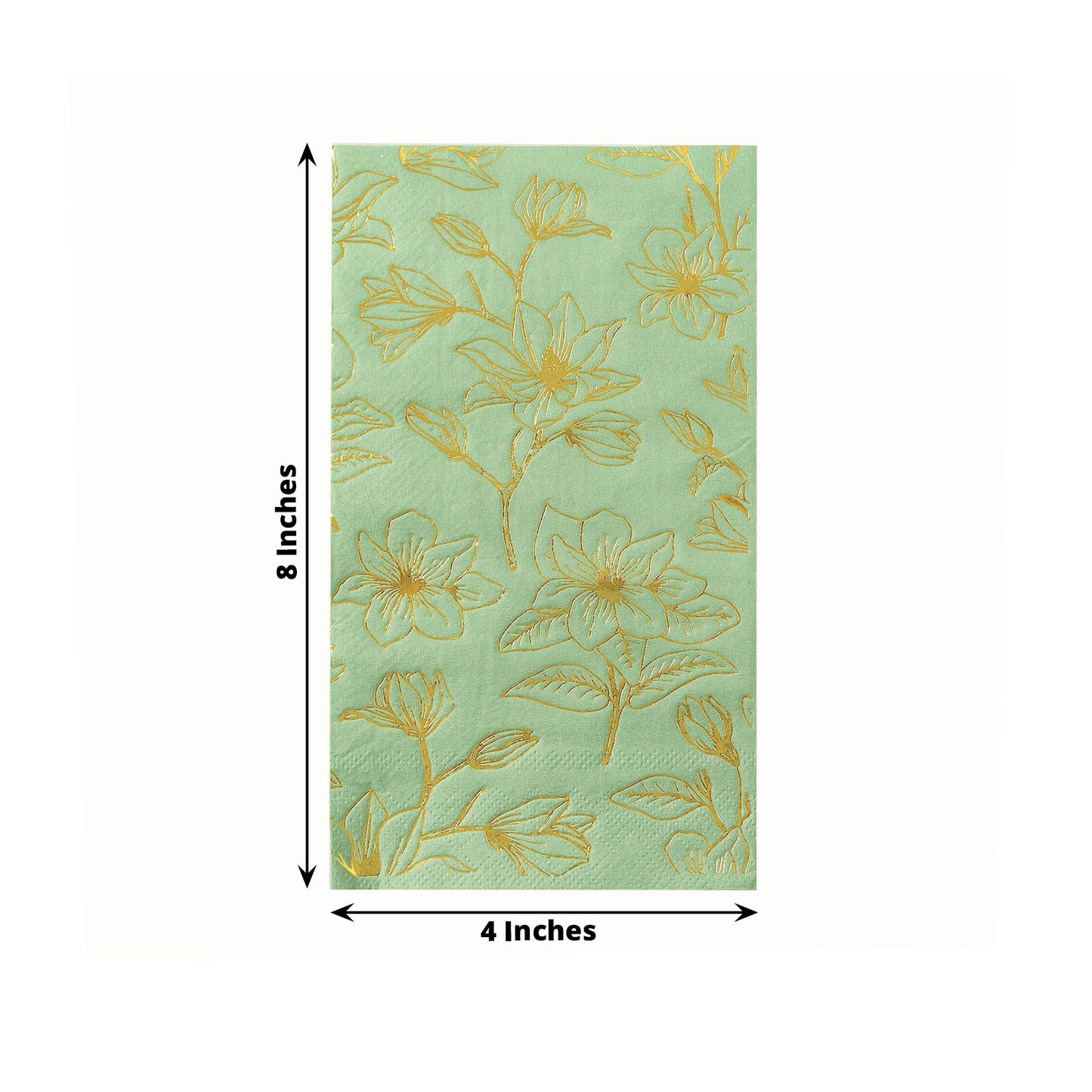 50 Pack Sage Green 2-Ply Paper Party Napkins with Gold Magnolia Flowers Print, Highly Absorbent Soft Disposable Dinner Napkins