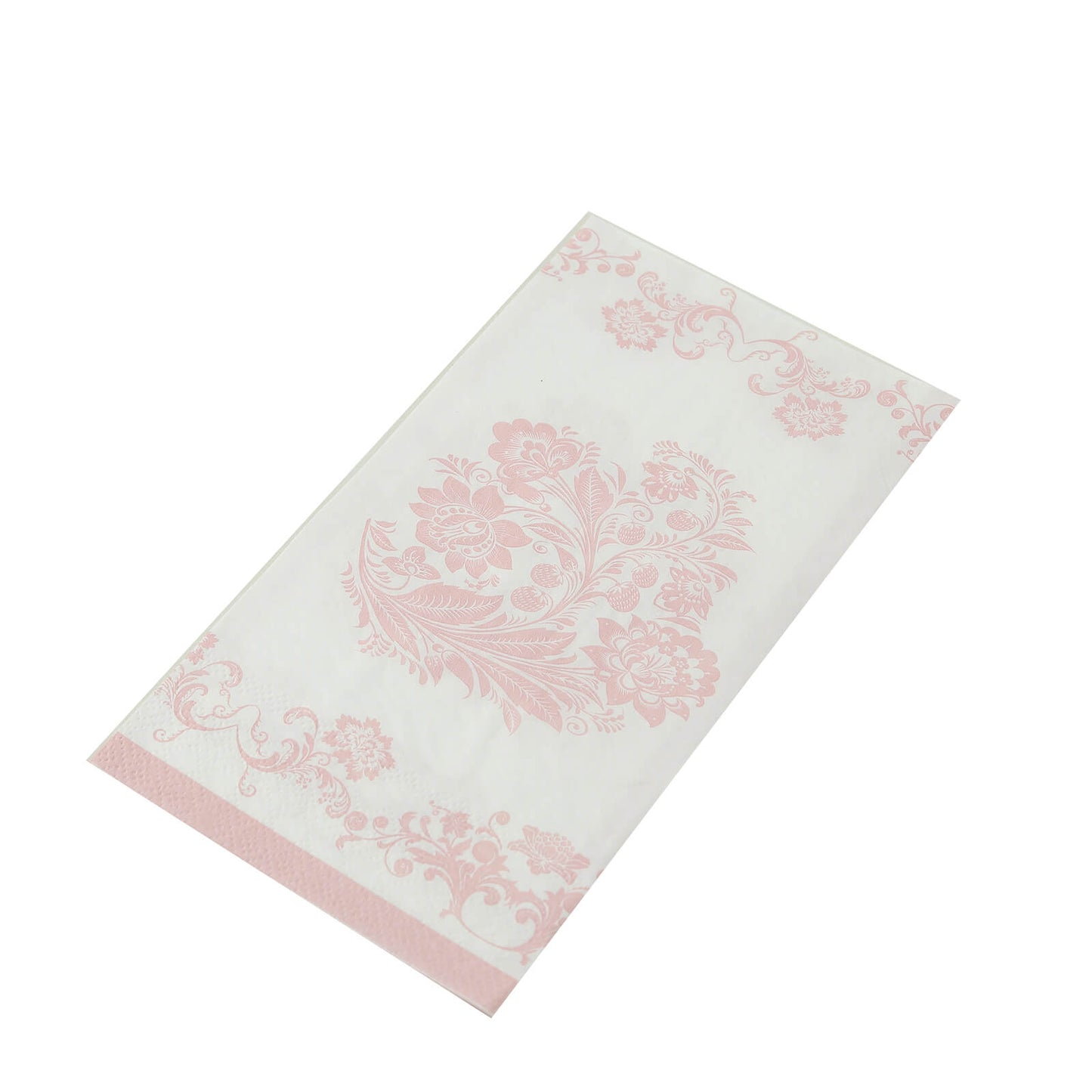 50 Pack White Pink 2-Ply Paper Party Napkins in French Toile Floral Pattern, Highly Absorbent Soft Disposable Dinner Napkins