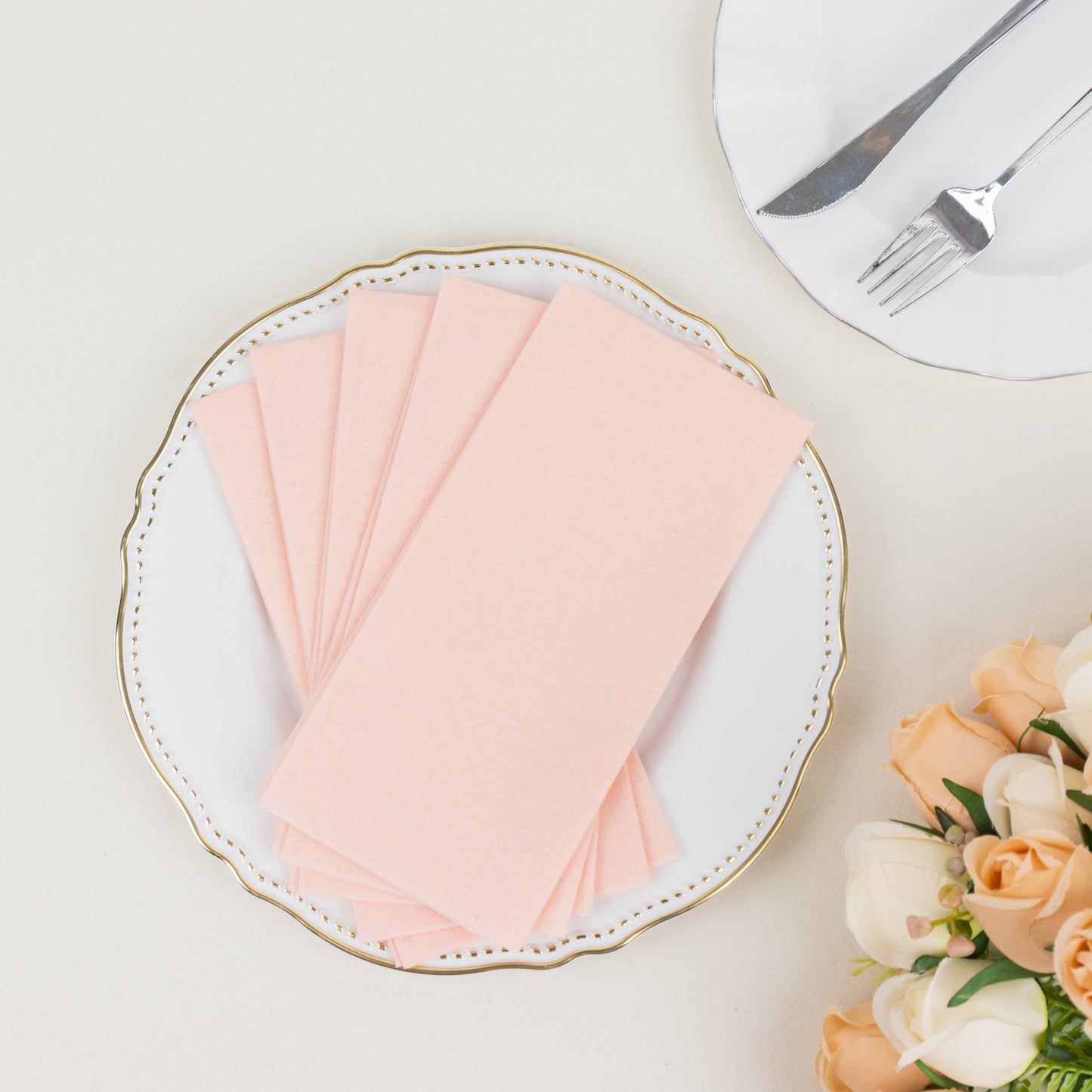 20 Pack Blush Linen-Feel Paper Napkins, Premium Cloth-Like Airlaid Dinner Napkins, Disposable Soft and Absorbent Guest Towels