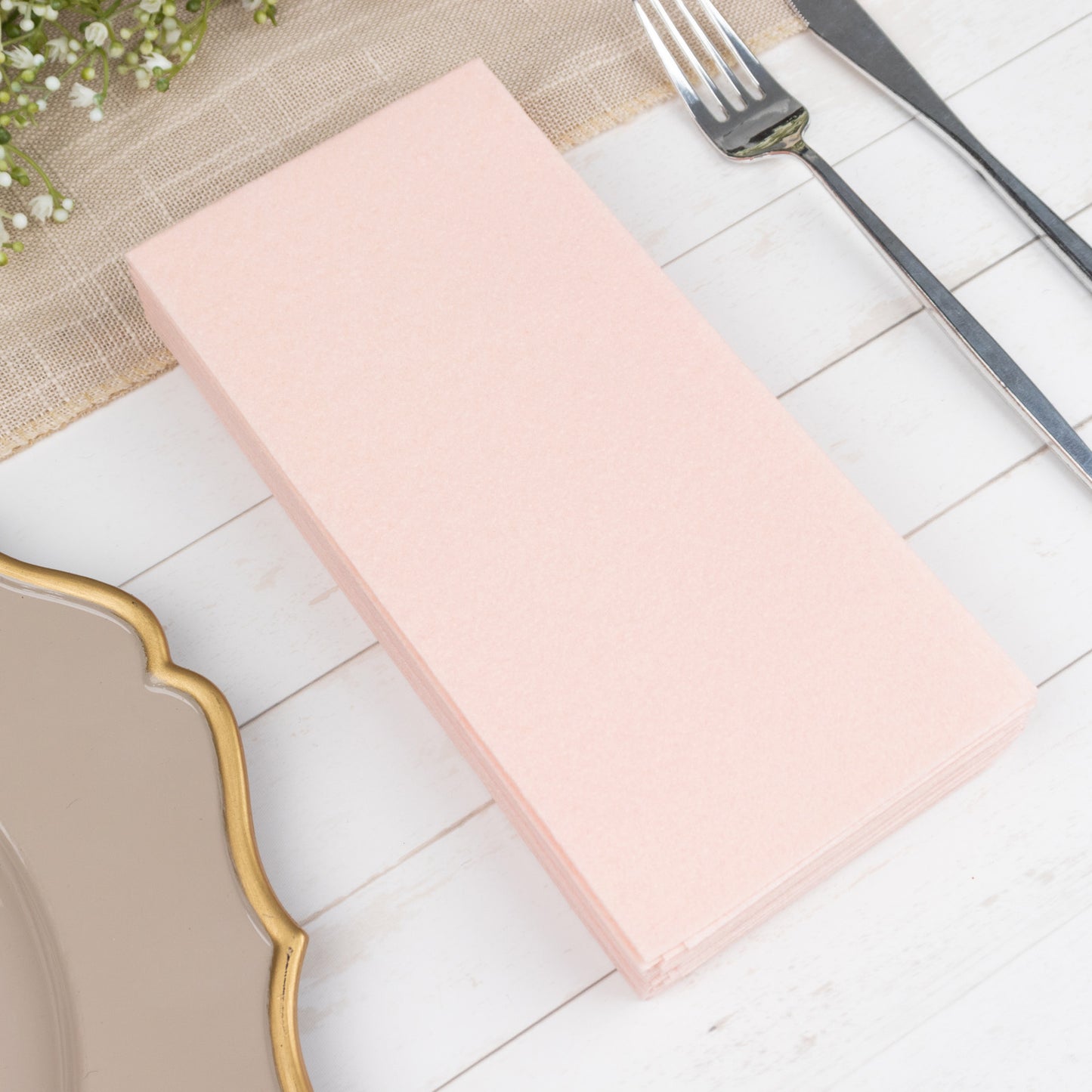 20 Pack Blush Linen-Feel Paper Napkins, Premium Cloth-Like Airlaid Dinner Napkins, Disposable Soft and Absorbent Guest Towels