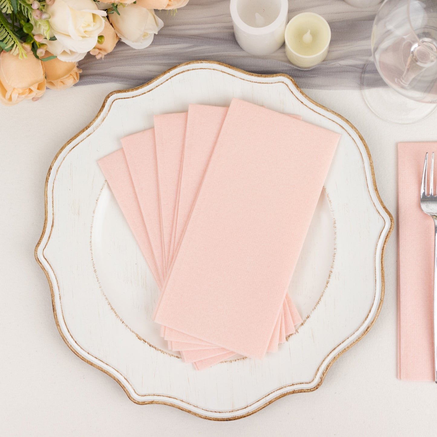 20 Pack Blush Linen-Feel Paper Napkins, Premium Cloth-Like Airlaid Dinner Napkins, Disposable Soft and Absorbent Guest Towels