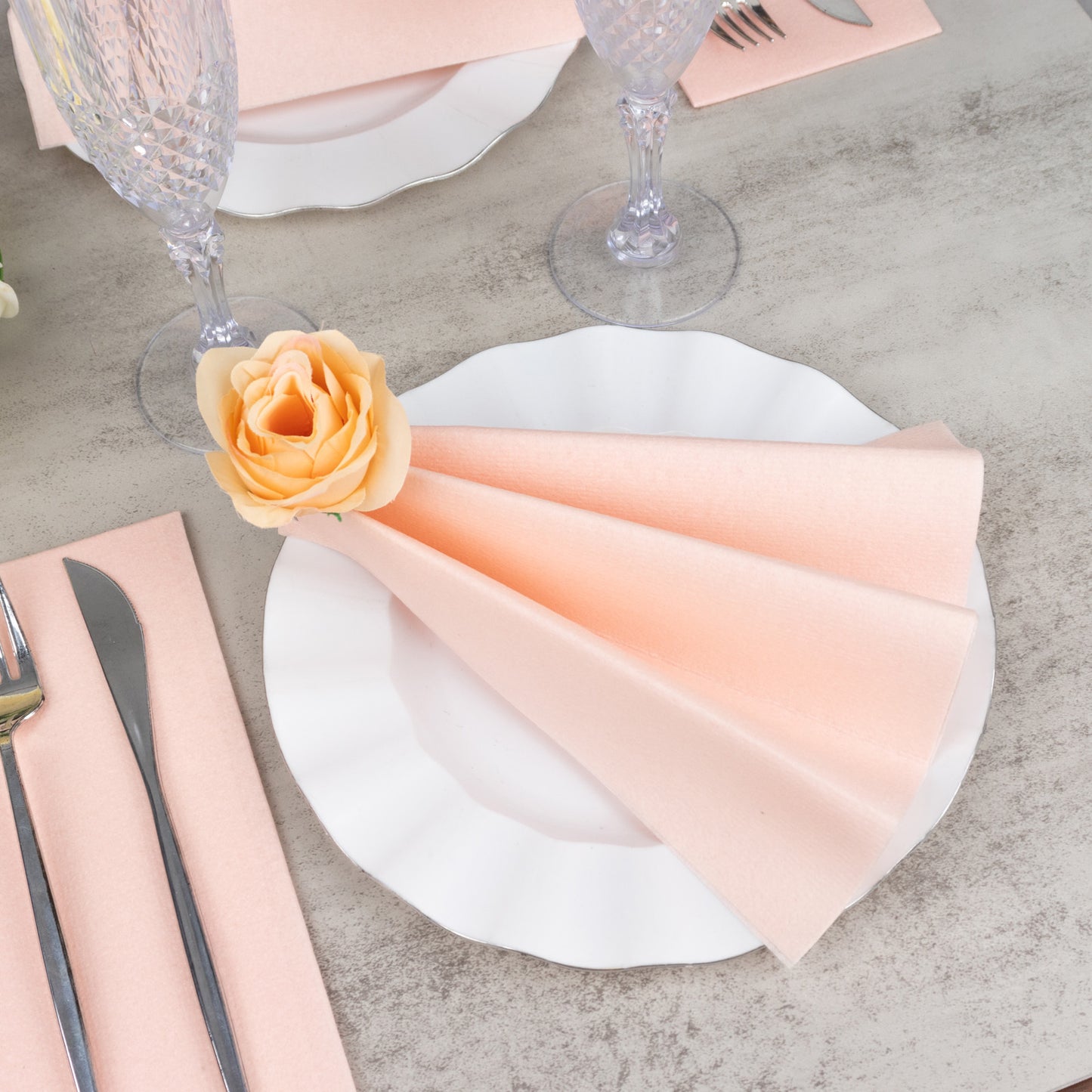 20 Pack Blush Linen-Feel Paper Napkins, Premium Cloth-Like Airlaid Dinner Napkins, Disposable Soft and Absorbent Guest Towels