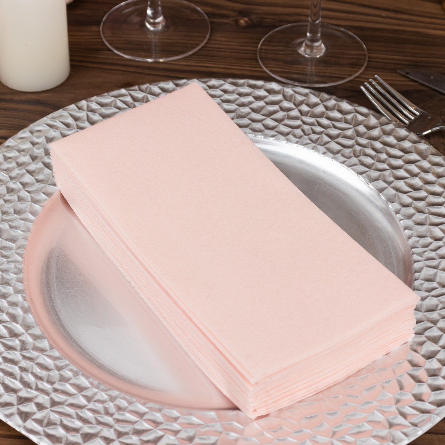 20 Pack Blush Linen-Feel Paper Napkins, Premium Cloth-Like Airlaid Dinner Napkins, Disposable Soft and Absorbent Guest Towels