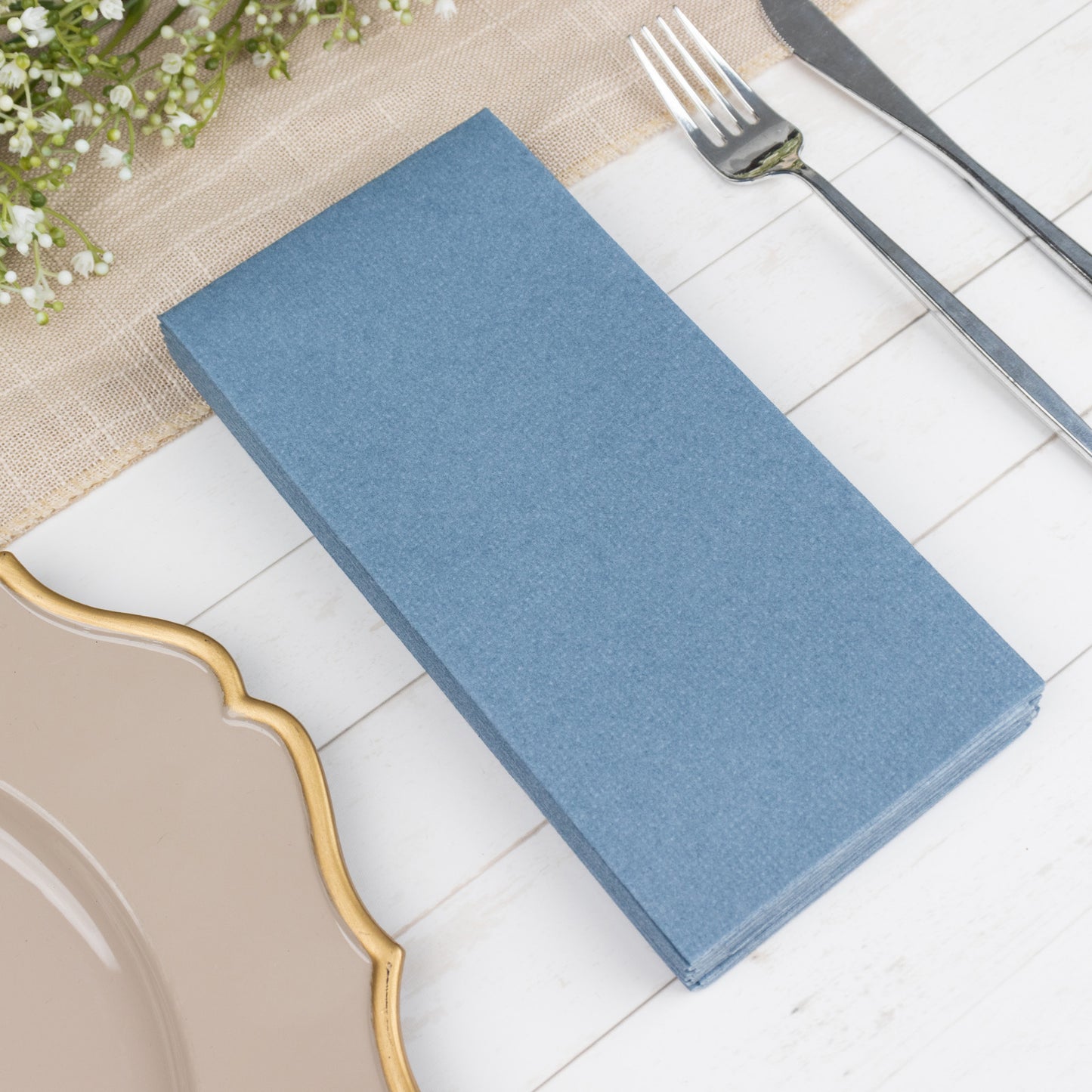 20 Pack Dusty Blue Linen-Feel Paper Napkins, Premium Cloth-Like Airlaid Dinner Napkins, Disposable Soft and Absorbent Guest Towels