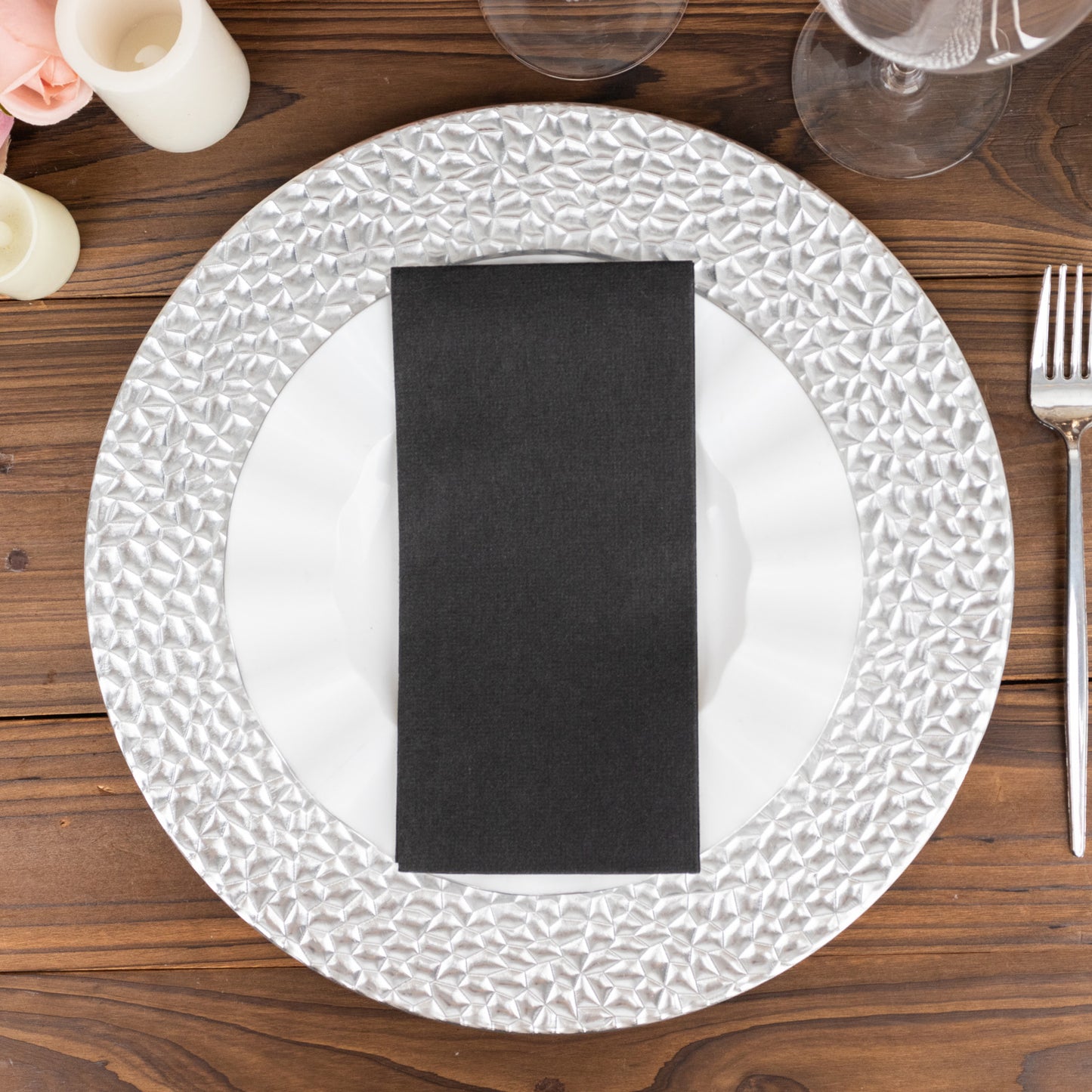 20 Pack Black Linen-Feel Paper Napkins, Premium Cloth-Like Airlaid Dinner Napkins, Disposable Soft and Absorbent Guest Towels