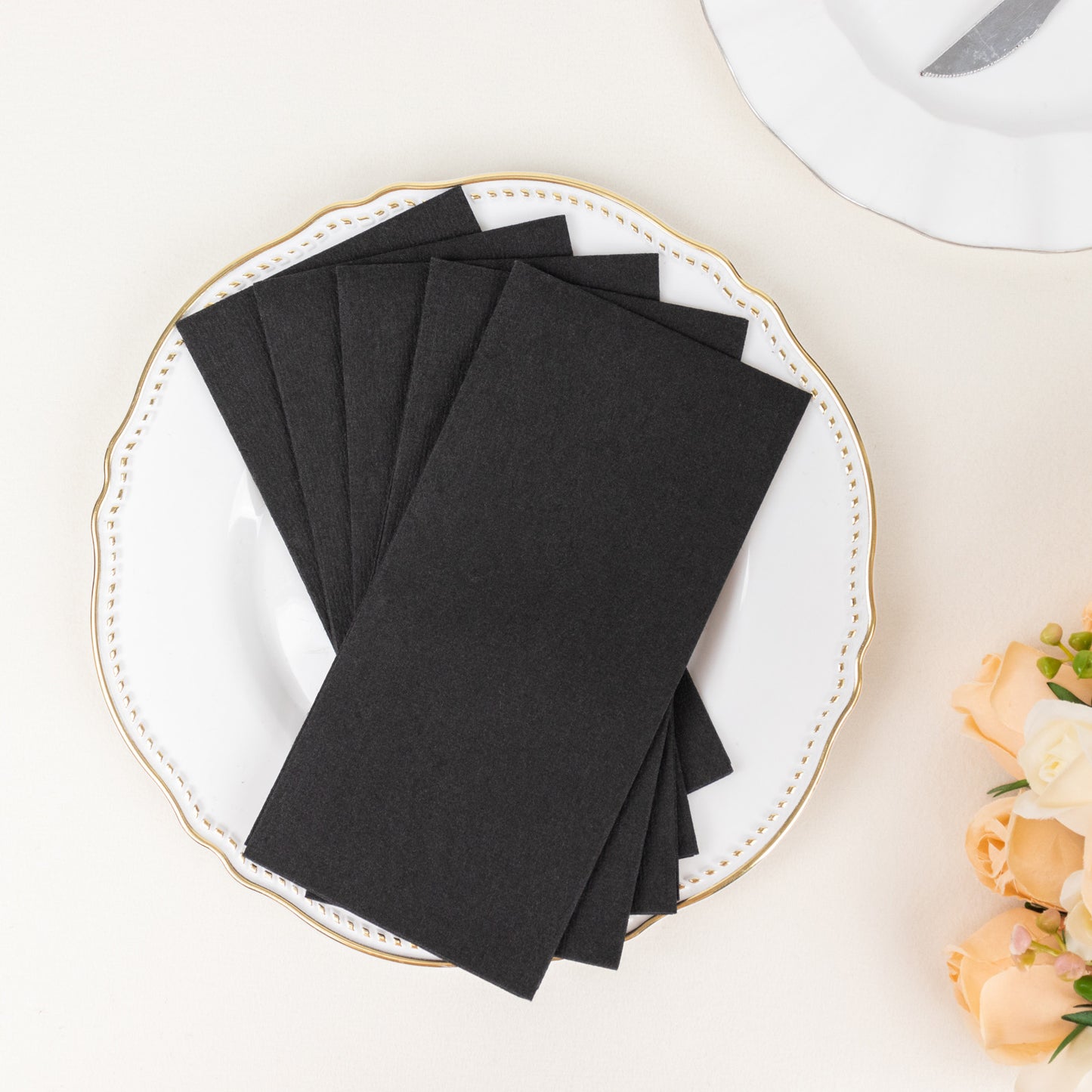 20 Pack Black Linen-Feel Paper Napkins, Premium Cloth-Like Airlaid Dinner Napkins, Disposable Soft and Absorbent Guest Towels