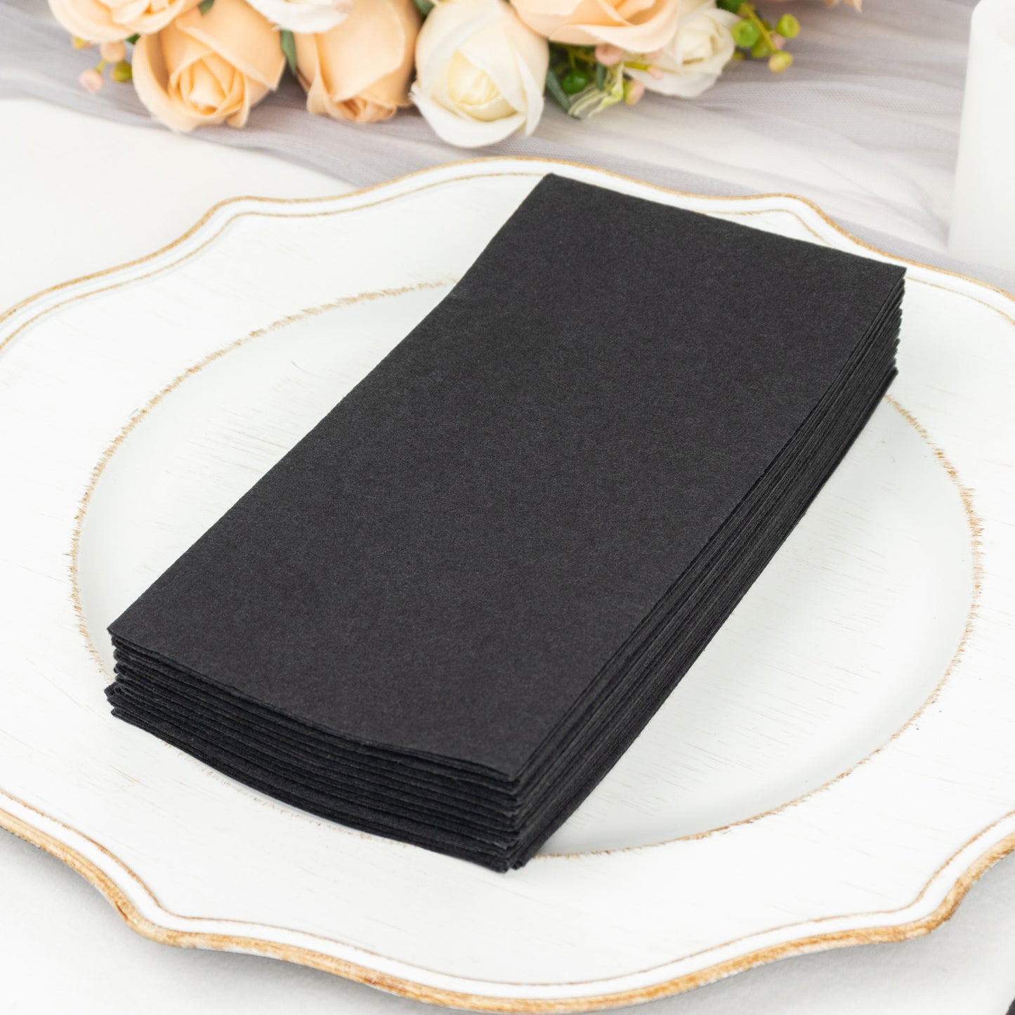 20 Pack Black Linen-Feel Paper Napkins, Premium Cloth-Like Airlaid Dinner Napkins, Disposable Soft and Absorbent Guest Towels