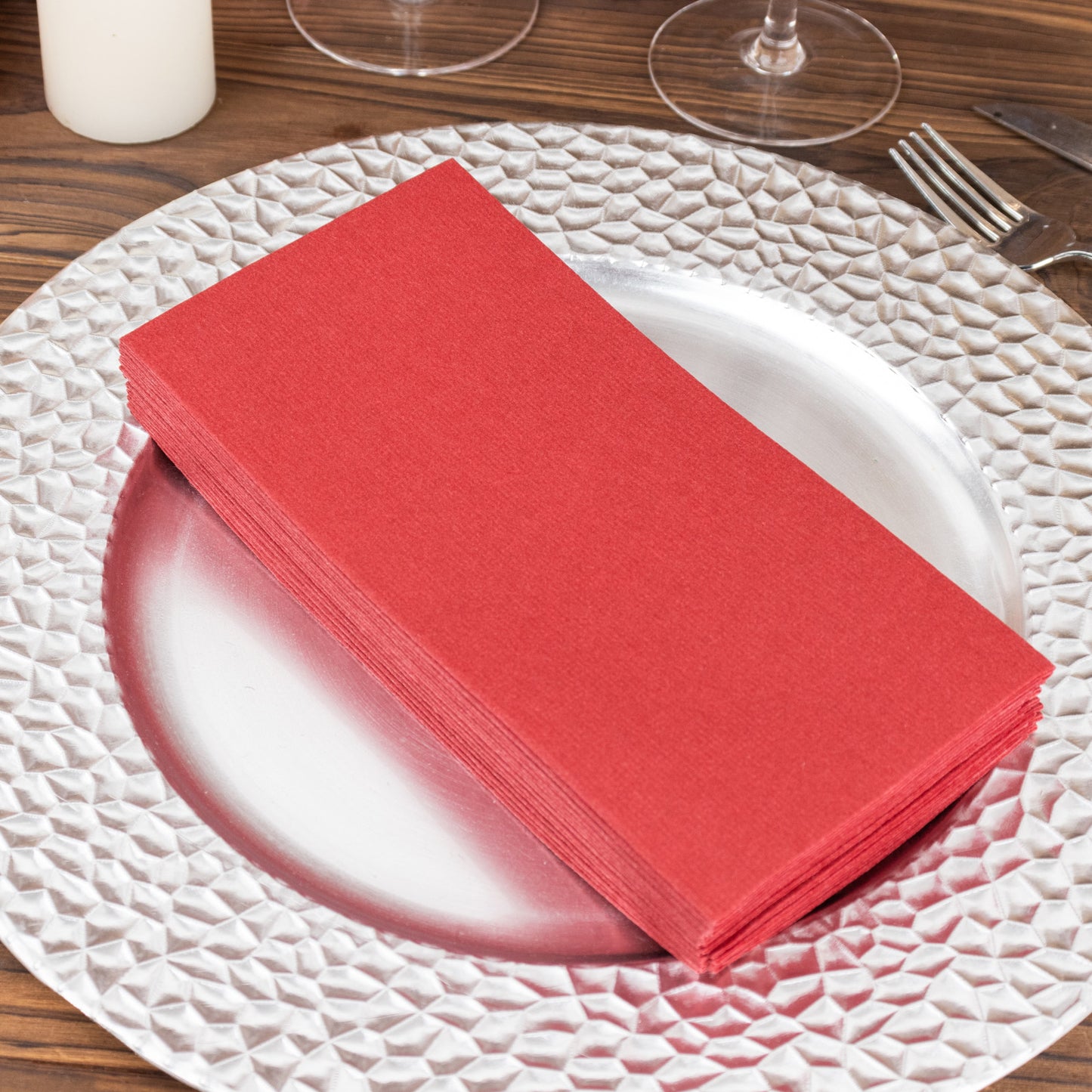 20 Pack Burgundy Linen-Feel Paper Napkins, Premium Cloth-Like Airlaid Dinner Napkins, Disposable Soft and Absorbent Guest Towels