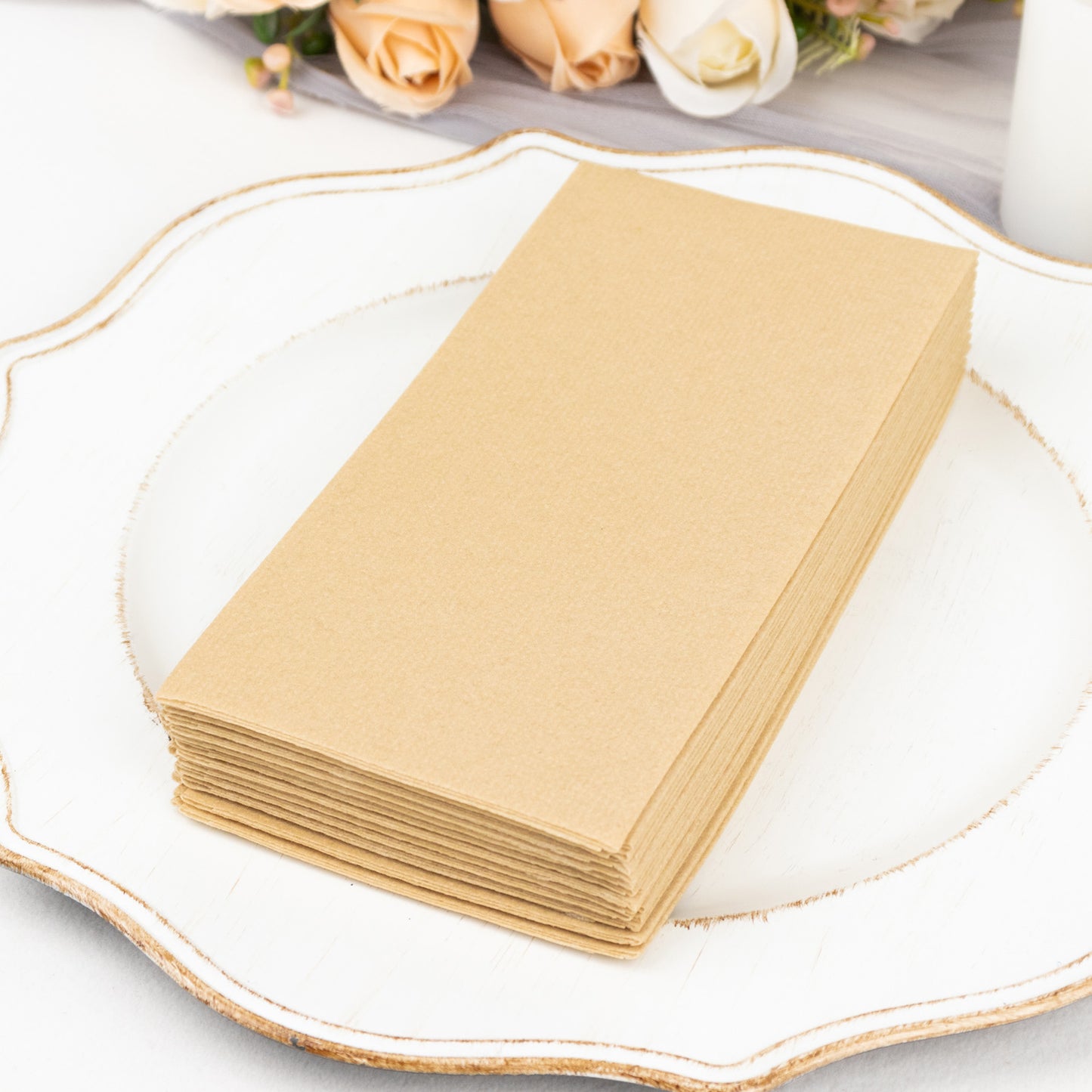 20 Pack Natural Linen-Feel Paper Napkins, Premium Cloth-Like Airlaid Dinner Napkins, Disposable Soft and Absorbent Guest Towels