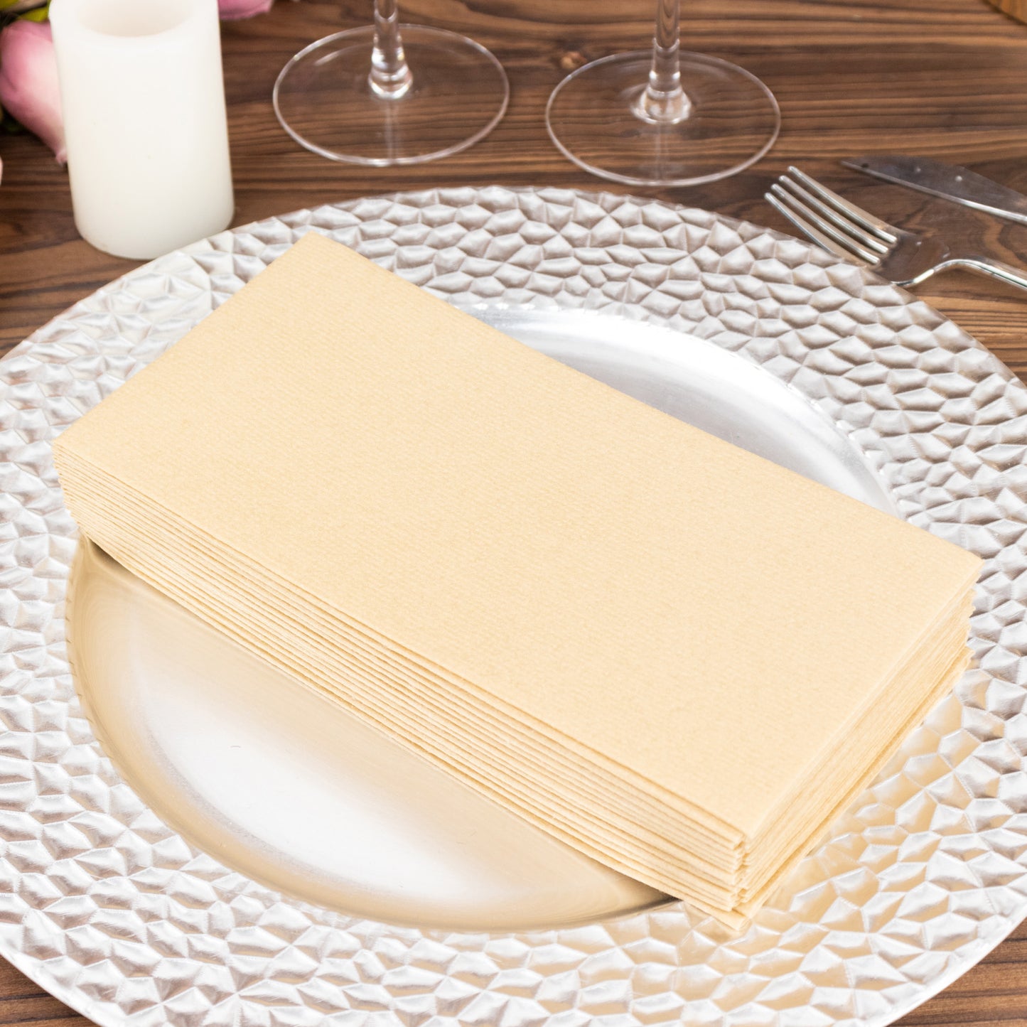 20 Pack Natural Linen-Feel Paper Napkins, Premium Cloth-Like Airlaid Dinner Napkins, Disposable Soft and Absorbent Guest Towels