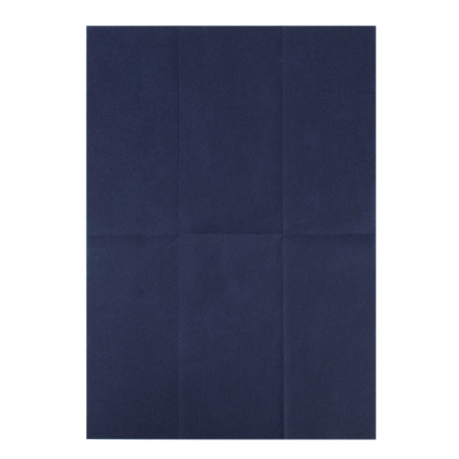 Navy blue linen-feel disposable napkin, soft and absorbent, perfect for dining.
