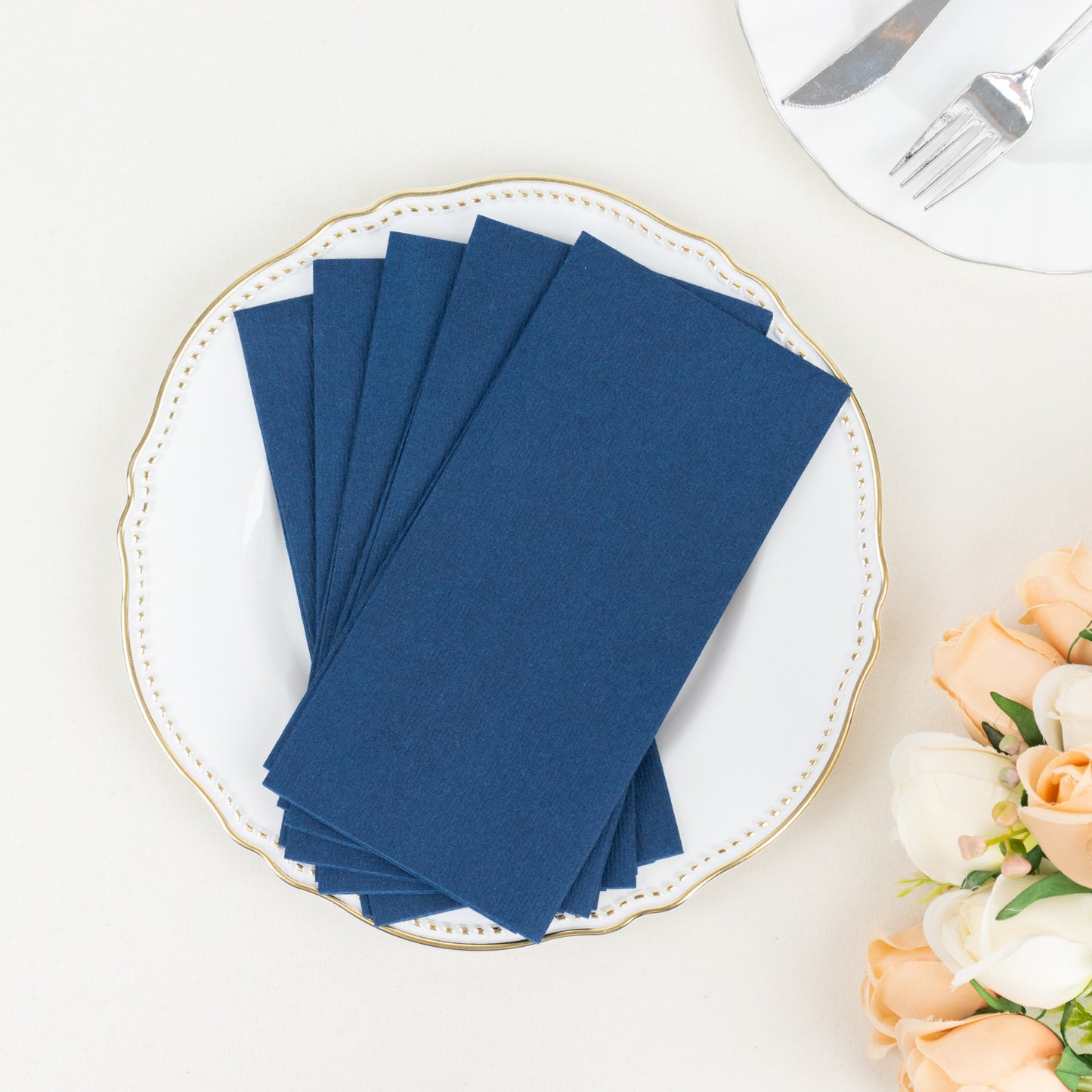 20 Pack Navy Blue Linen-Feel Paper Napkins, Premium Cloth-Like Airlaid Dinner Napkins, Disposable Soft and Absorbent Guest Towels