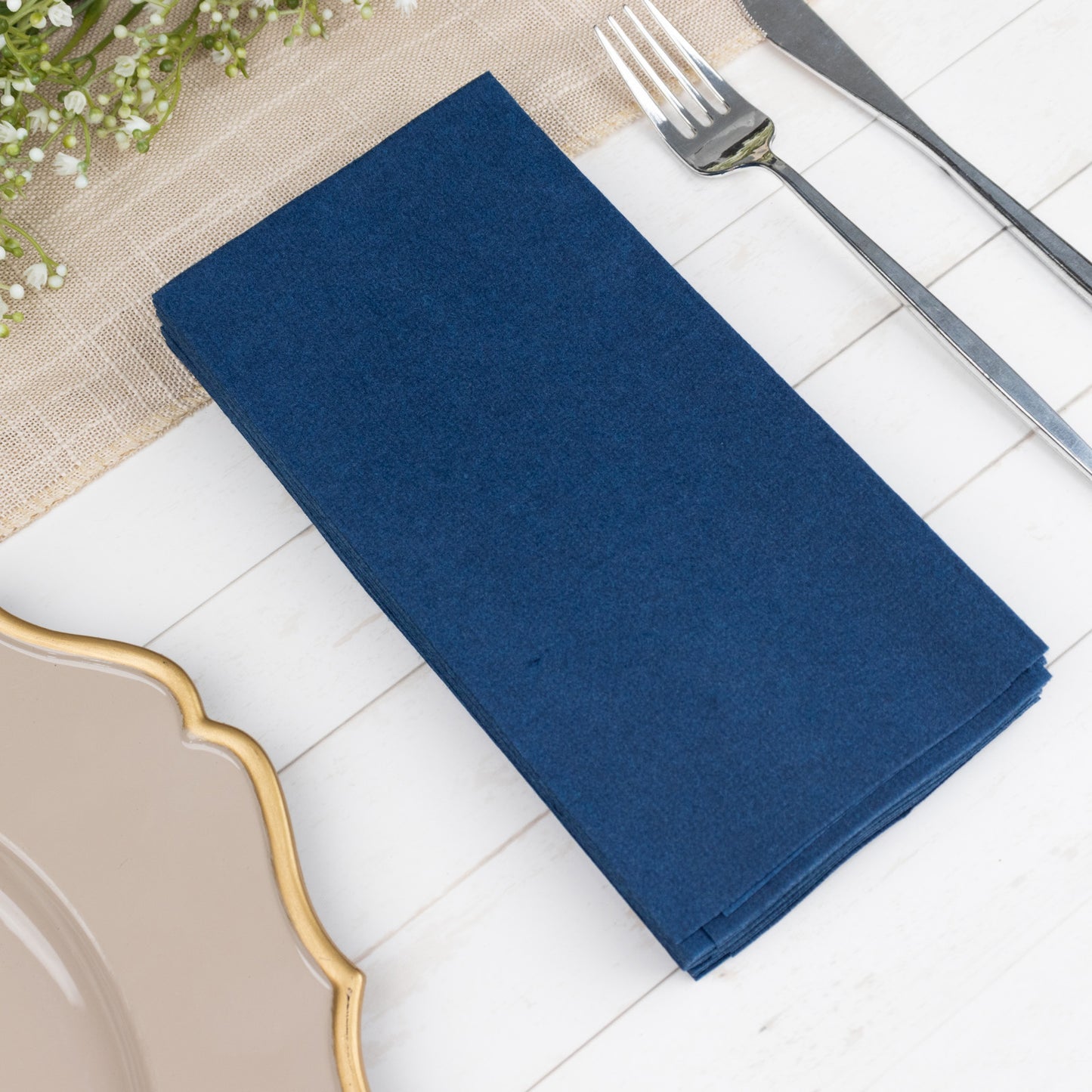 20 Pack Navy Blue Linen-Feel Paper Napkins, Premium Cloth-Like Airlaid Dinner Napkins, Disposable Soft and Absorbent Guest Towels