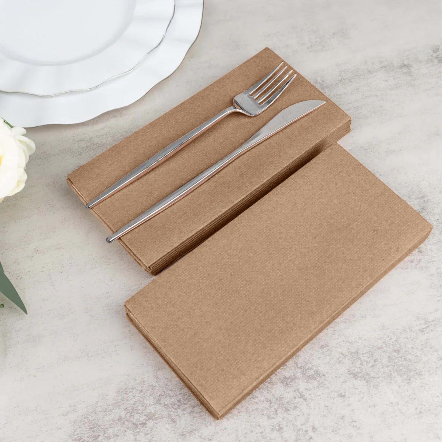 20 Pack Taupe Linen-Feel Paper Napkins, Premium Cloth-Like Airlaid Dinner Napkins, Disposable Soft a
