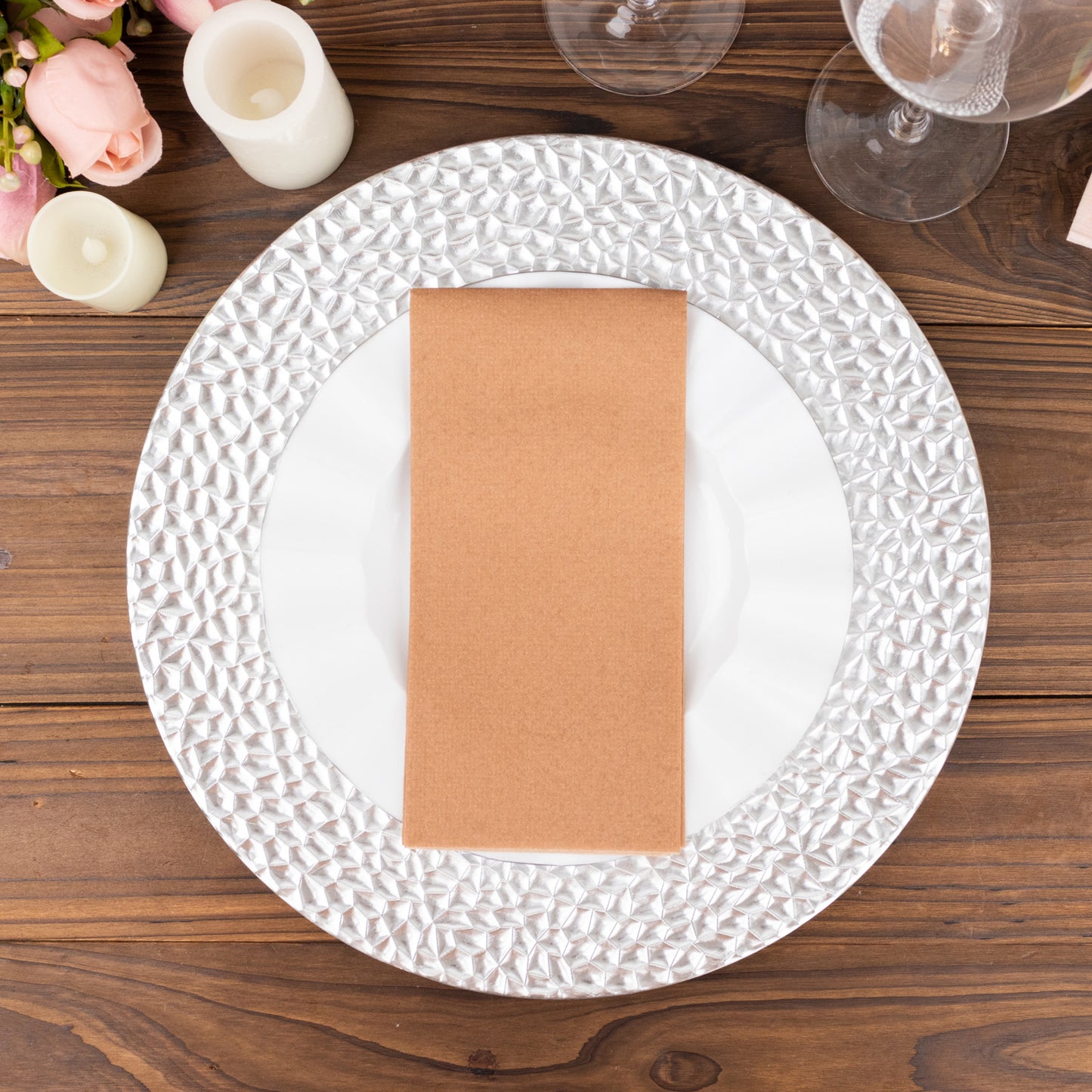 20 Pack Terracotta Rust Linen-Feel Paper Napkins, Premium Cloth-Like Airlaid Dinner Napkins, Disposable Soft and Absorbent Guest Towels