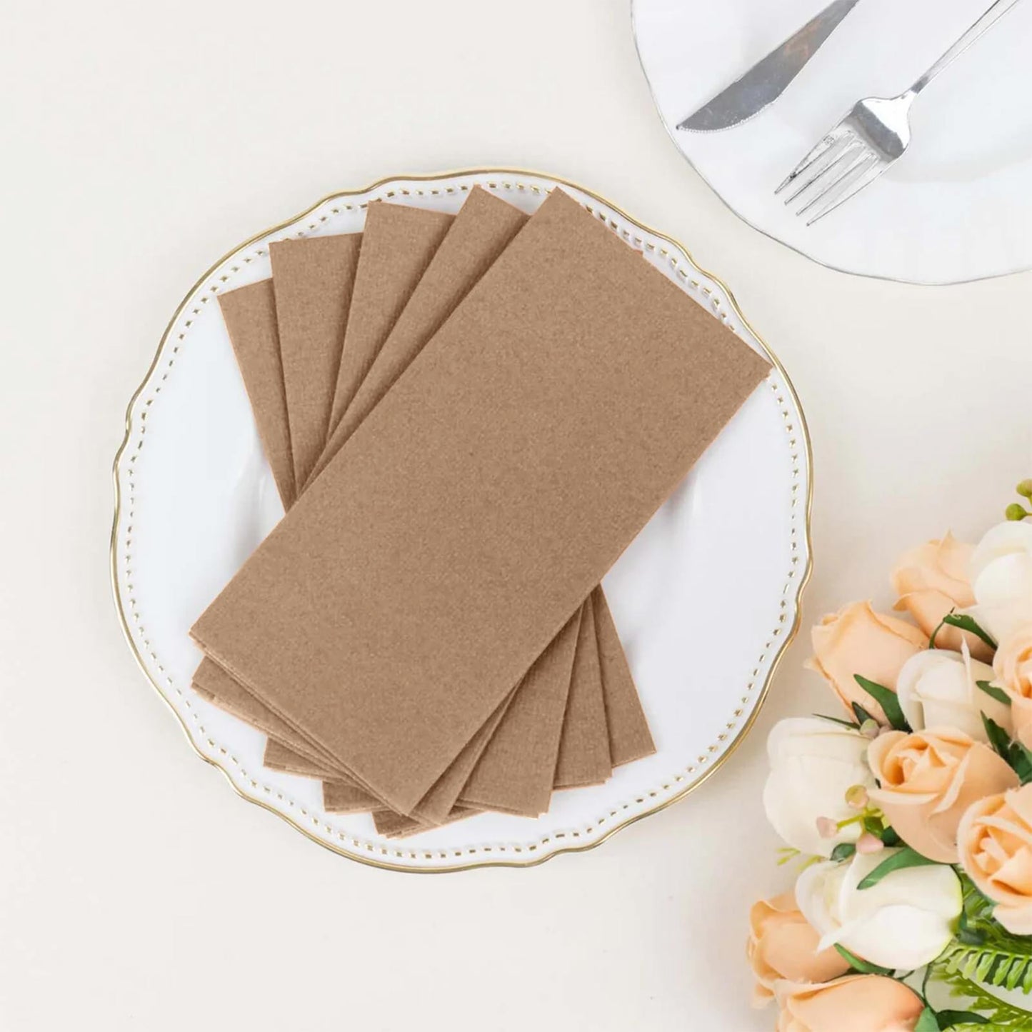 20 Pack Taupe Linen-Feel Paper Napkins, Premium Cloth-Like Airlaid Dinner Napkins, Disposable Soft a