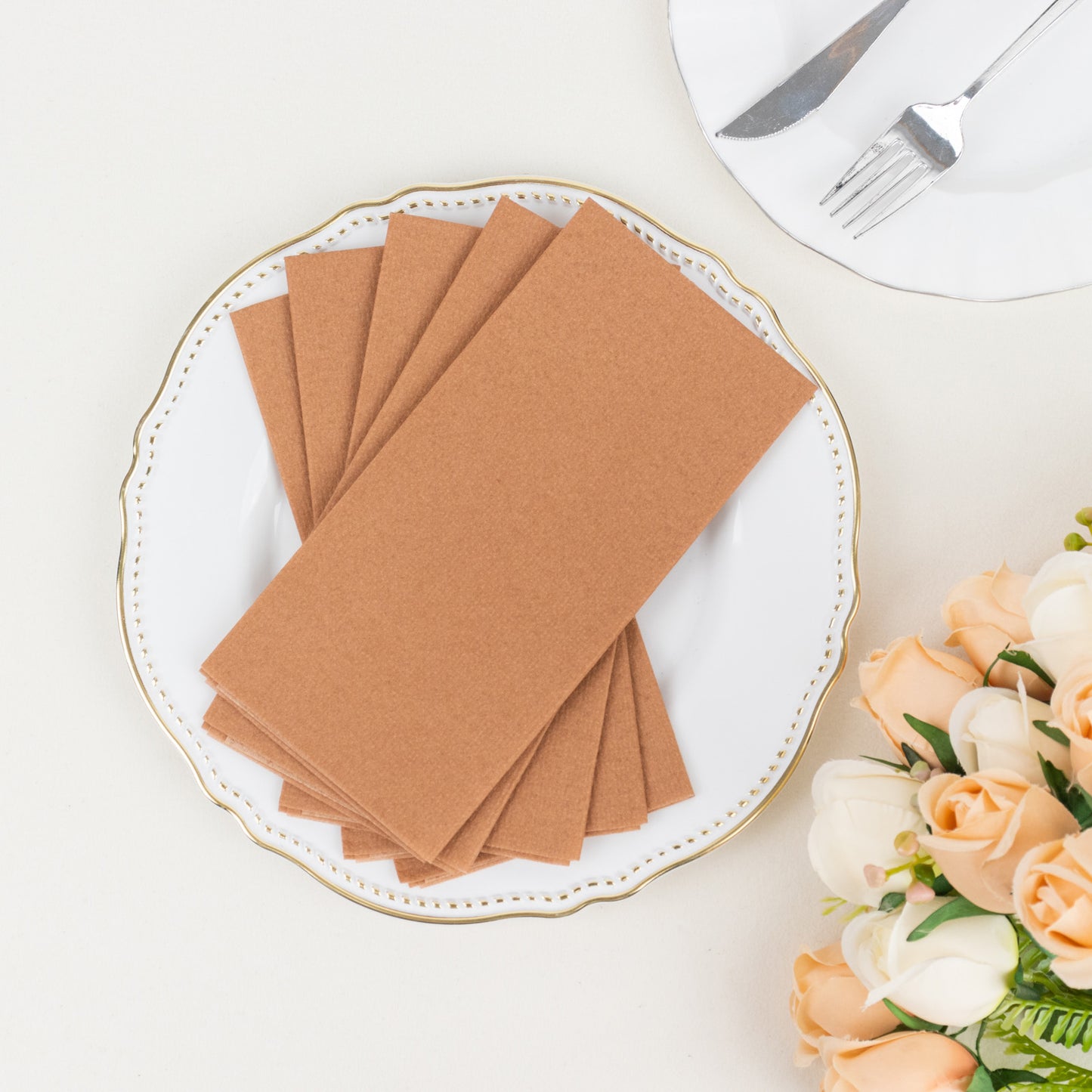 20 Pack Terracotta Rust Linen-Feel Paper Napkins, Premium Cloth-Like Airlaid Dinner Napkins, Disposable Soft and Absorbent Guest Towels