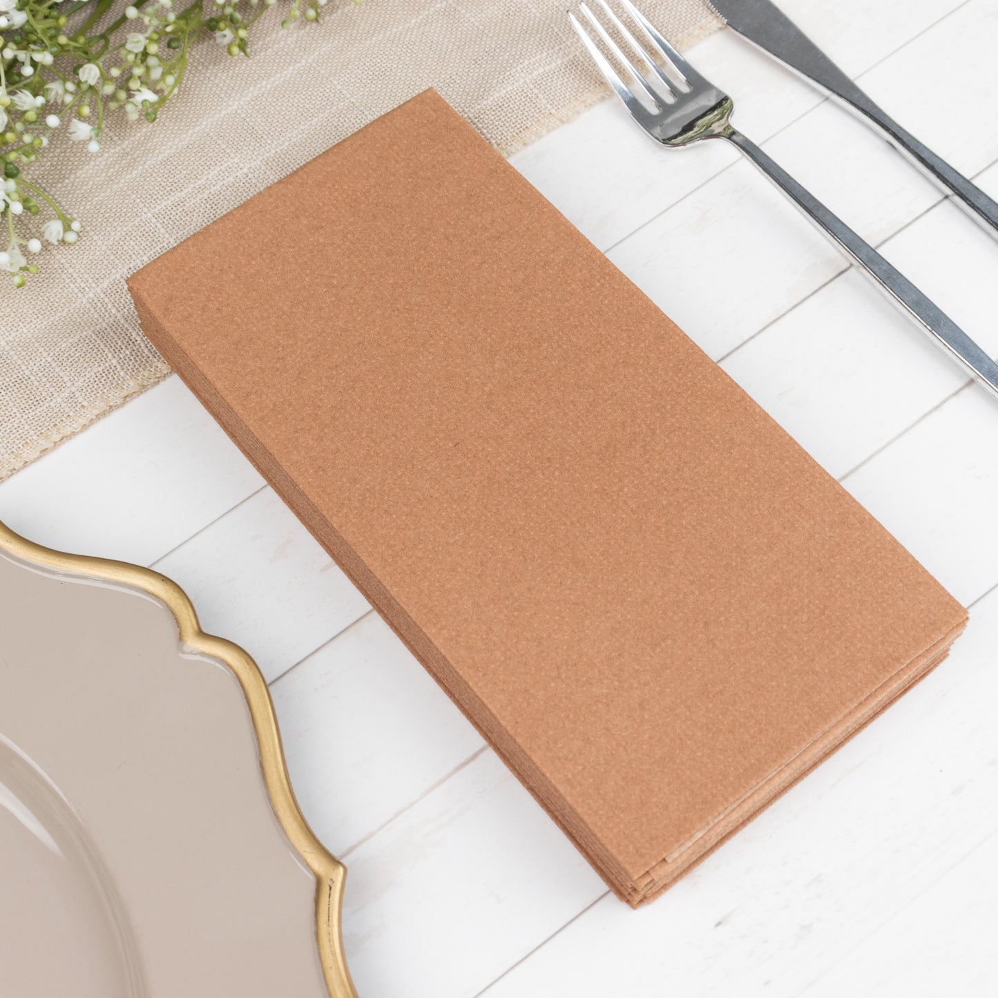 20 Pack Terracotta Rust Linen-Feel Paper Napkins, Premium Cloth-Like Airlaid Dinner Napkins, Disposable Soft and Absorbent Guest Towels