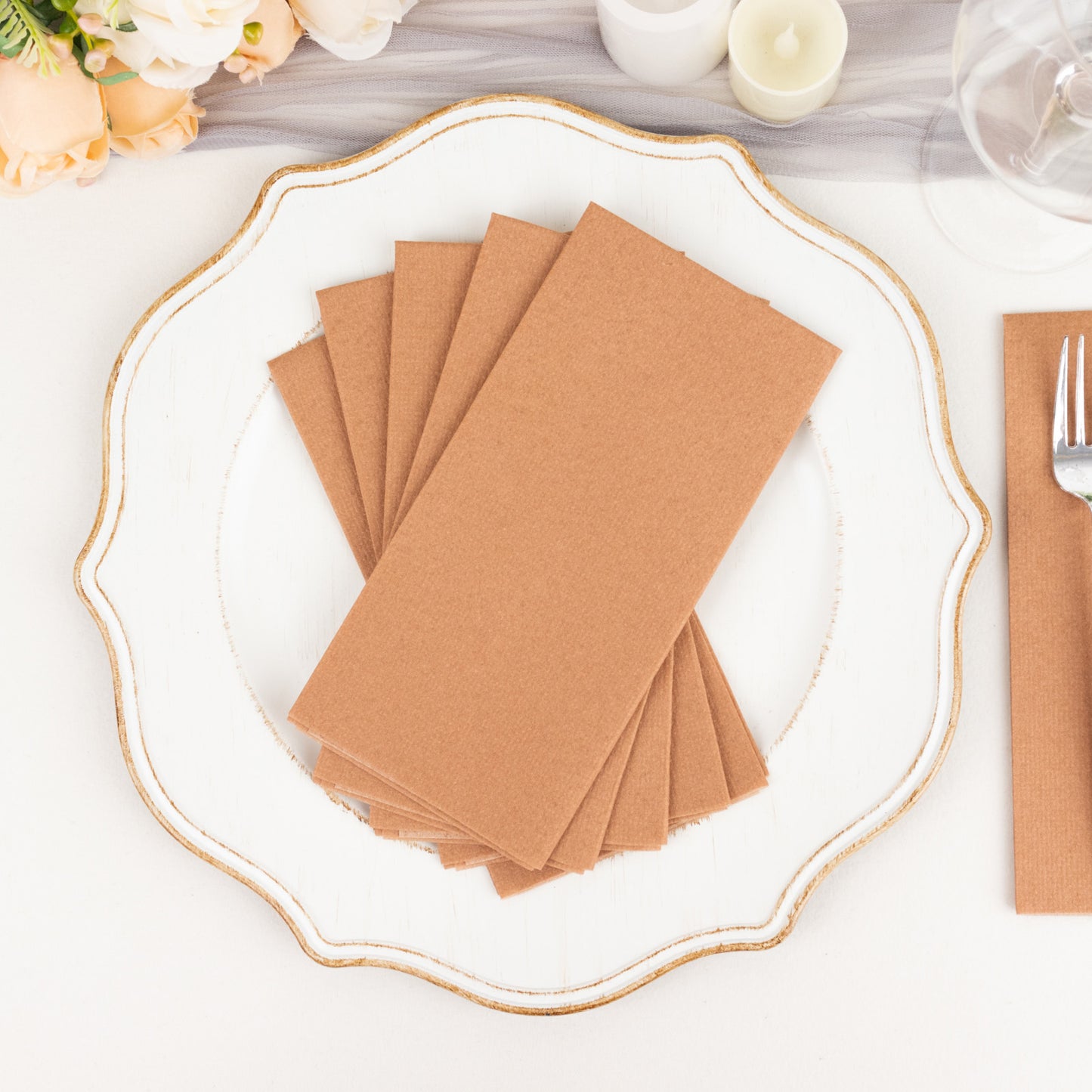 20 Pack Terracotta Rust Linen-Feel Paper Napkins, Premium Cloth-Like Airlaid Dinner Napkins, Disposable Soft and Absorbent Guest Towels