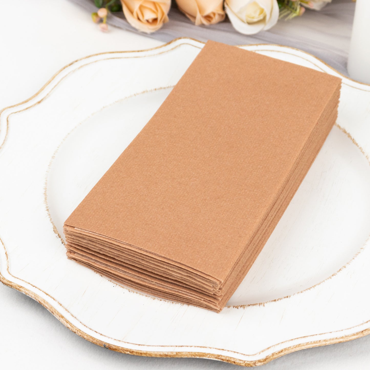 20 Pack Terracotta Rust Linen-Feel Paper Napkins, Premium Cloth-Like Airlaid Dinner Napkins, Disposable Soft and Absorbent Guest Towels