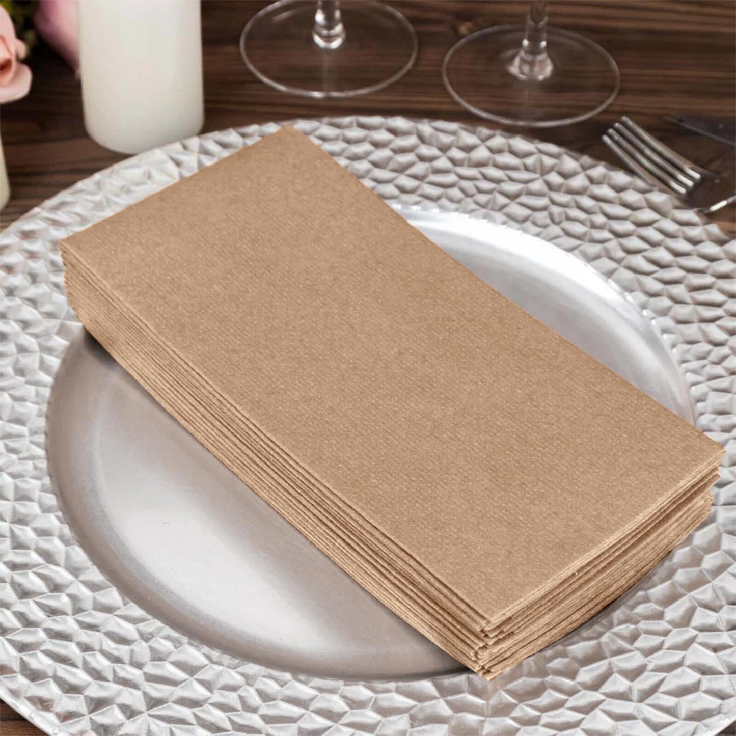 20 Pack Taupe Linen-Feel Paper Napkins, Premium Cloth-Like Airlaid Dinner Napkins, Disposable Soft a