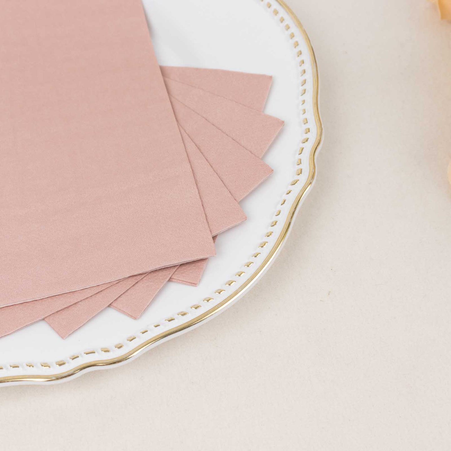 50 Pack 2 Ply Soft Dusty Rose Disposable Party Napkins, Wedding Reception Dinner Paper Napkins