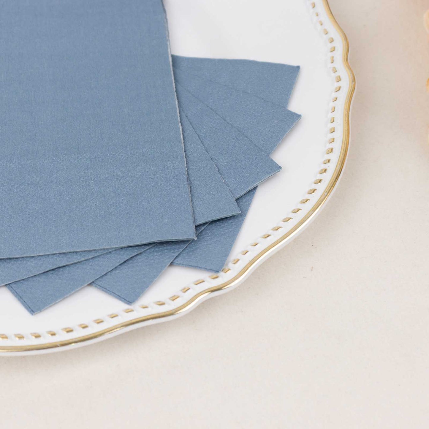 50 Pack 2 Ply Soft Dusty Blue Disposable Party Napkins, Wedding Reception Dinner Paper Napkins