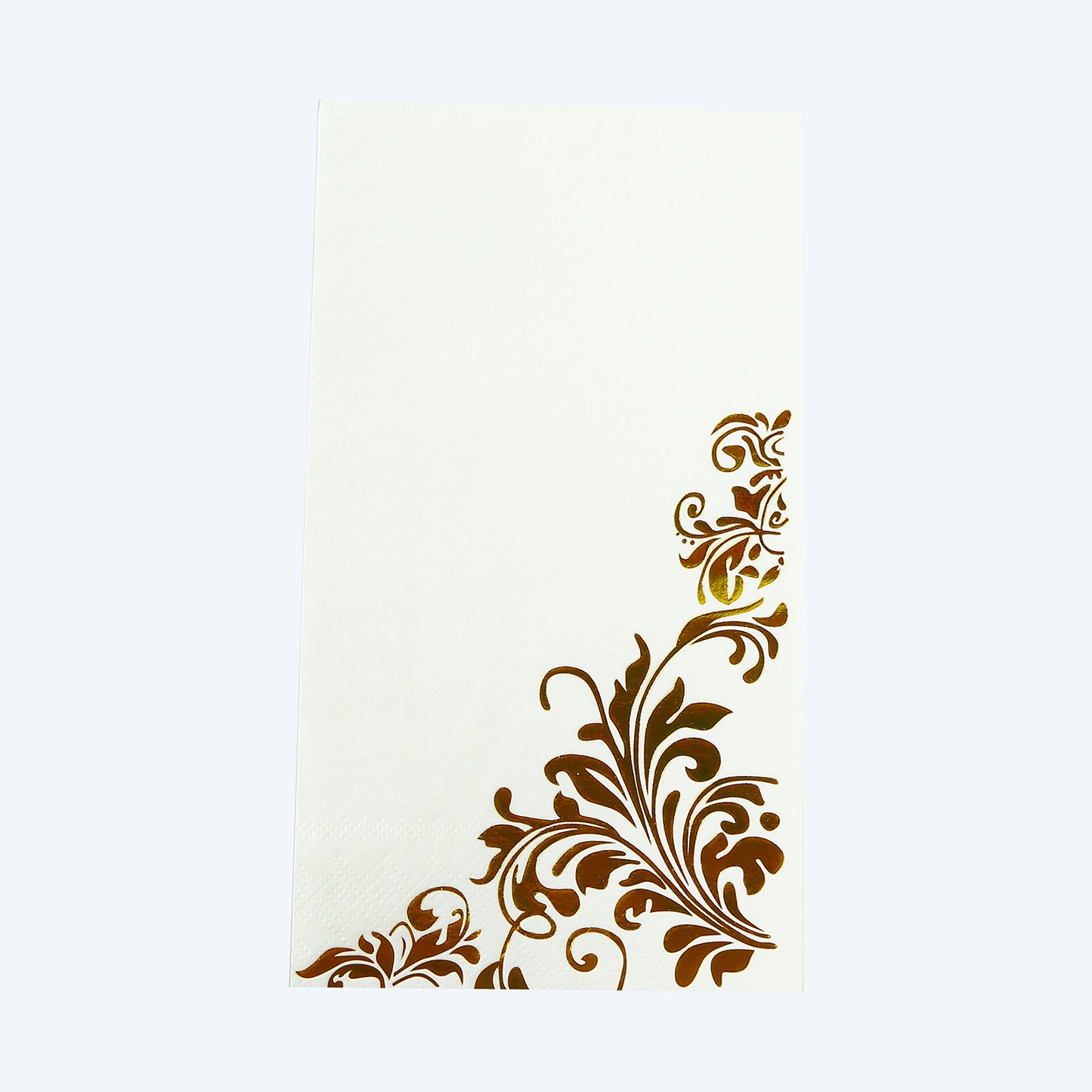 50 Pack White Gold Floral Baroque Print Dinner Paper Napkins, 8"x4" Soft Disposable Party Napkins