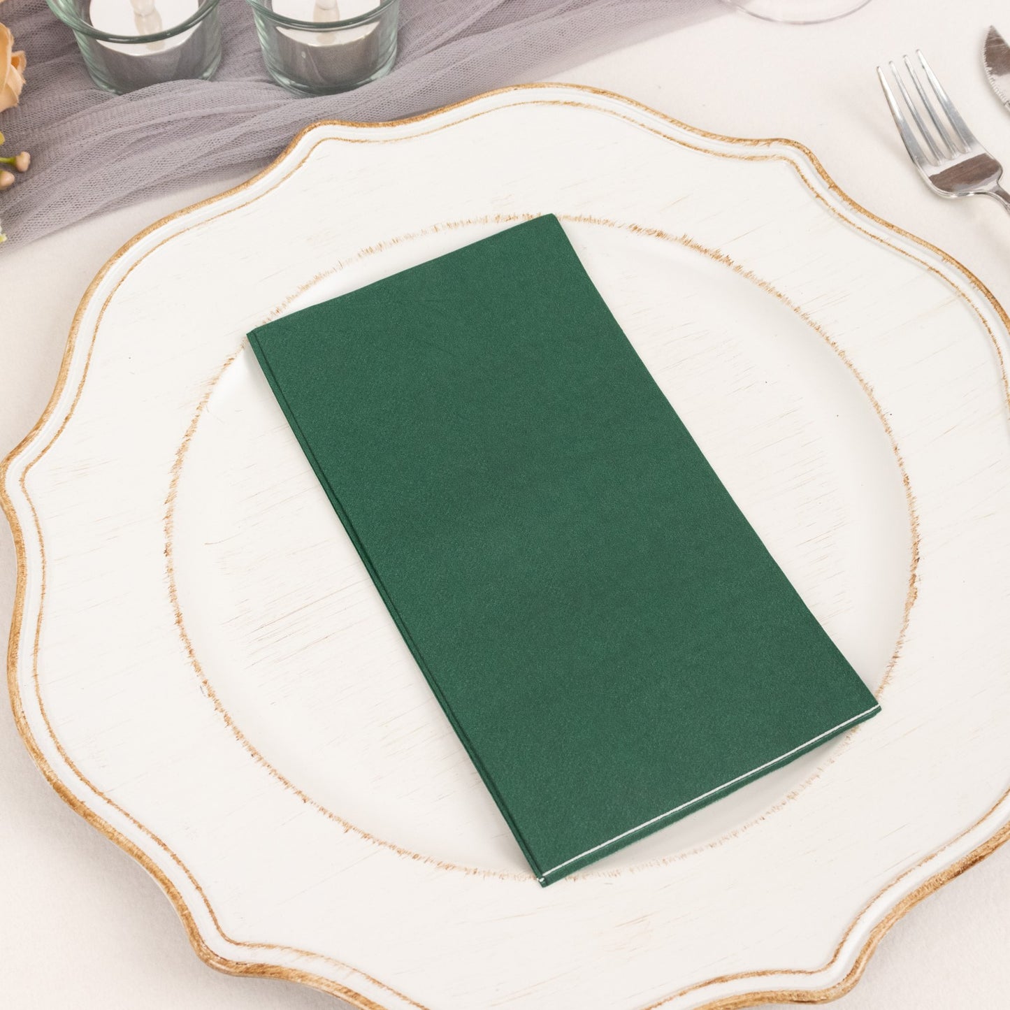 50 Pack 2 Ply Soft Hunter Emerald Green Wedding Reception Dinner Paper Napkins, Cocktail Beverage Party Napkins