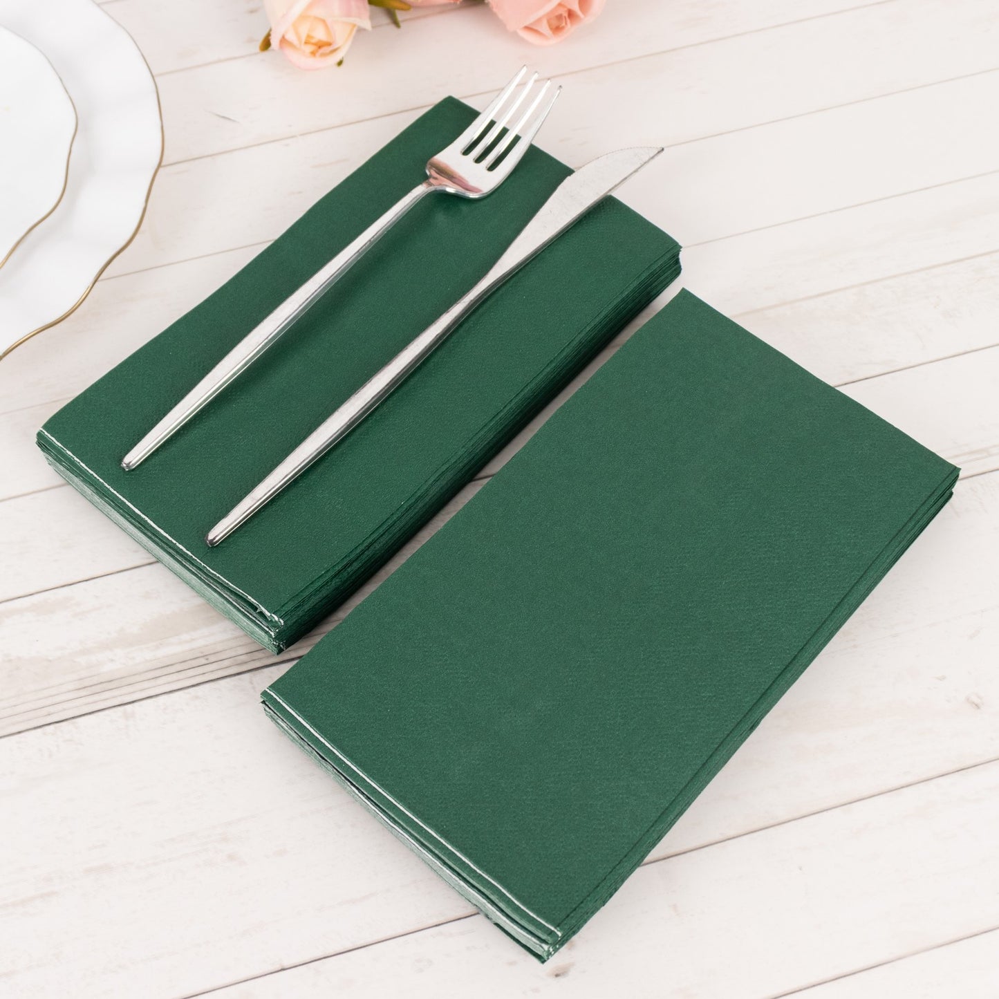 50 Pack 2 Ply Soft Hunter Emerald Green Wedding Reception Dinner Paper Napkins, Cocktail Beverage Party Napkins