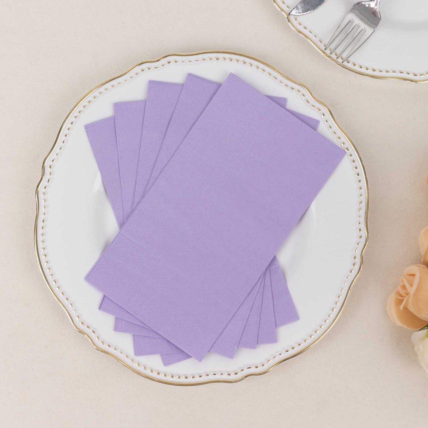 50 Pack 2 Ply Soft Lavender Lilac Disposable Party Napkins, Wedding Reception Dinner Paper Napkins